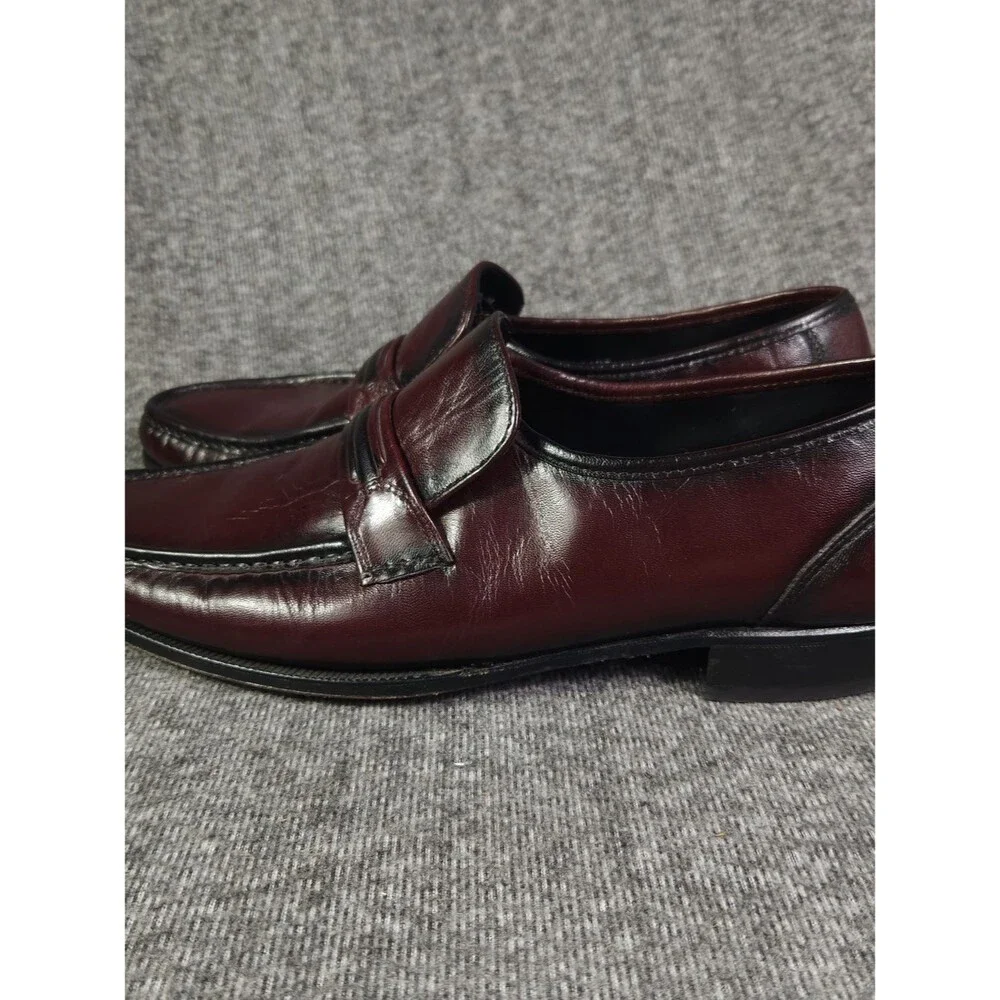 Florsheim Como Strap Loafers Mens 11.5 B Burgundy Leather Slip On Dress Shoes